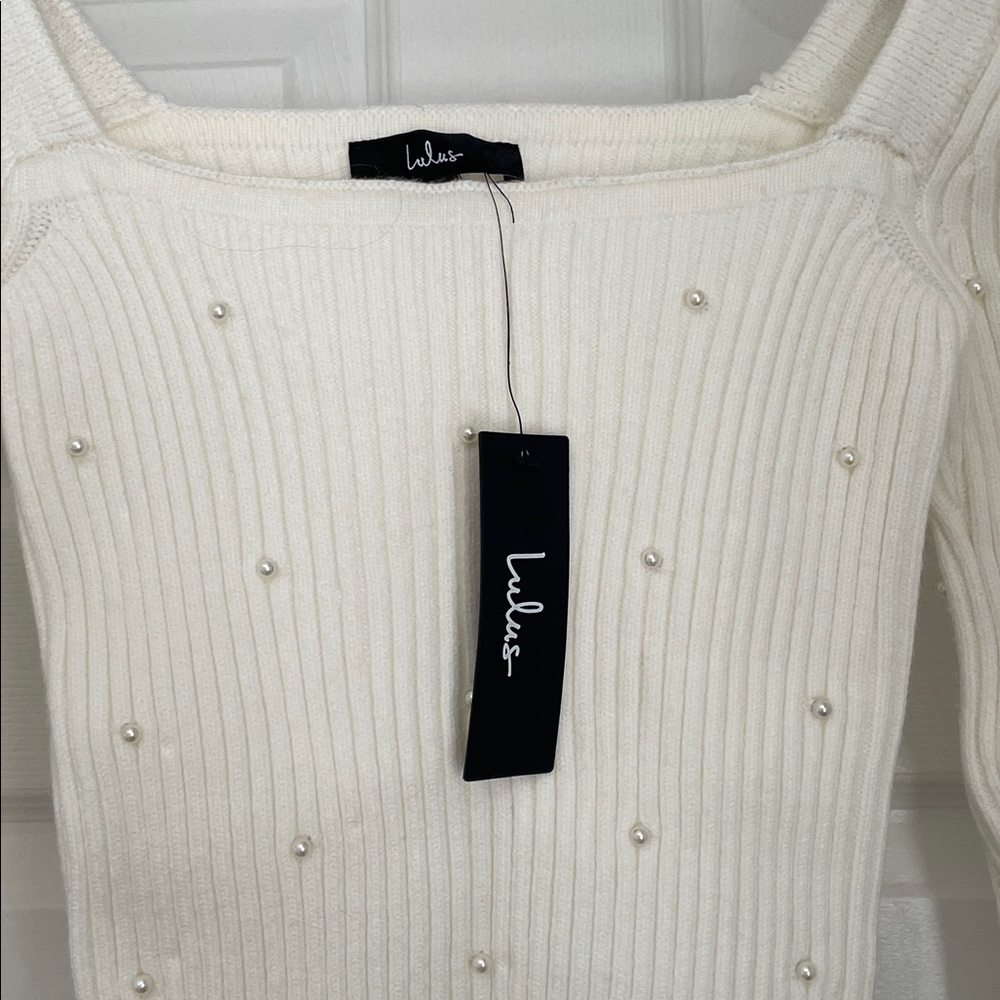 Lulu's White Ribbed Knit Top - Picture 5 of 5